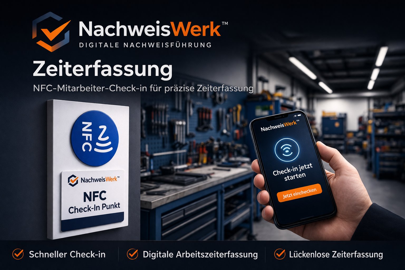 NachweisWerk™ Zeiterfassung – NFC-Mitarbeiter-Check-in